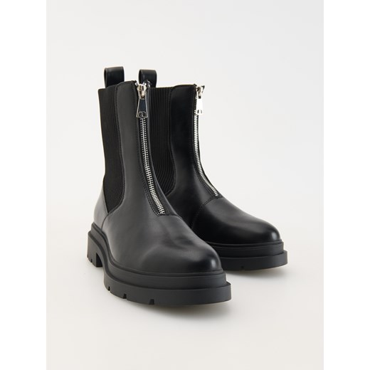 Reserved - Botki z suwakiem - czarny Reserved 37 Reserved