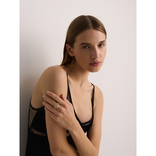 Reserved - Fakturowany pierścionek - złoty Reserved ONE SIZE Reserved