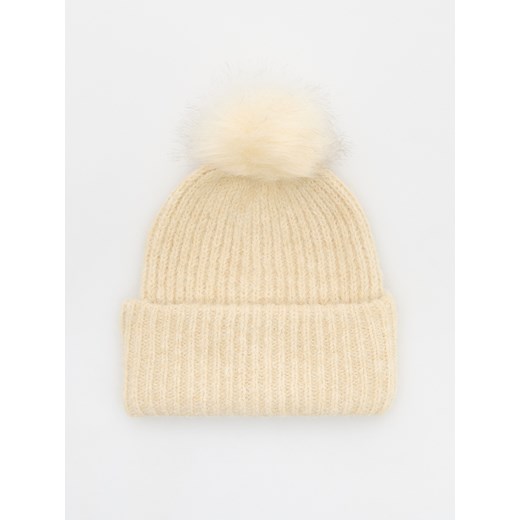 Reserved - Czapka beanie z pomponem - złamana biel ze sklepu Reserved w kategorii Czapki zimowe damskie - zdjęcie 176440667