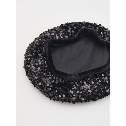Reserved - Beret z cekinami - czarny Reserved ONE SIZE Reserved