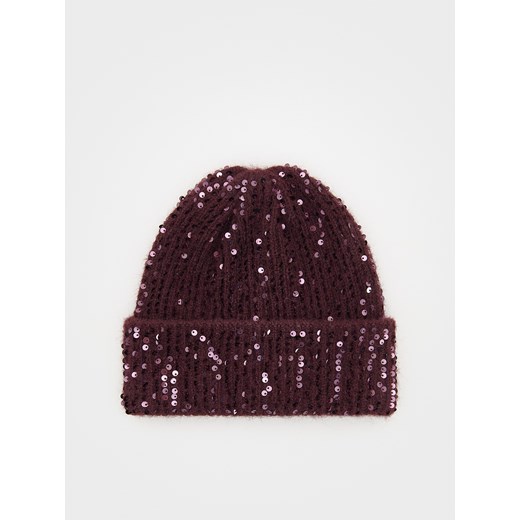 Reserved - Czapka beanie z cekinami - bordowy Reserved ONE SIZE Reserved