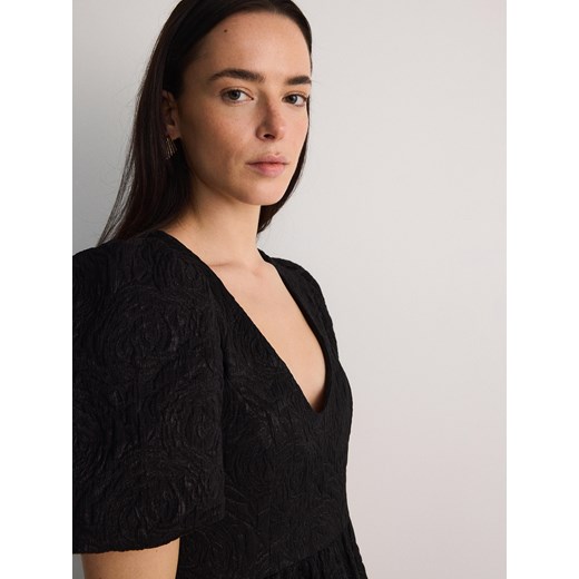 Reserved - Żakardowa sukienka mini - czarny Reserved XS Reserved
