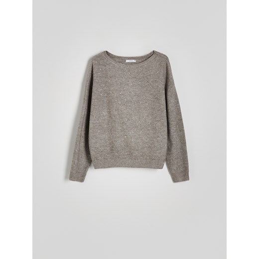Reserved - Sweter z metaliczną nitką - brązowy Reserved M Reserved