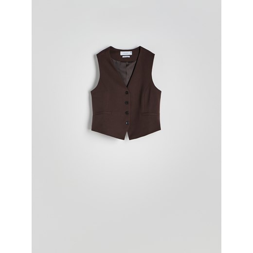 Reserved - Kamizelka garniturowa - ciemnobrązowy Reserved S Reserved