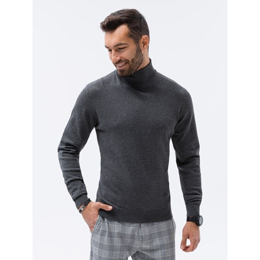 Sweter męski z golfem - grafitowy V2 E179 S ombre okazyjna cena