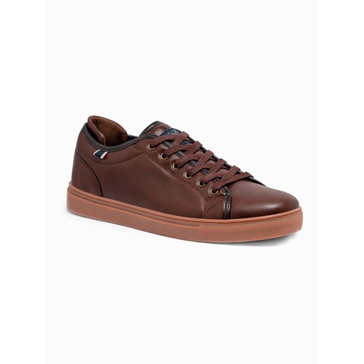 Buty męskie sneakersy - brązowe V2 T419 ze sklepu ombre w kategorii Trampki męskie - zdjęcie 176444766