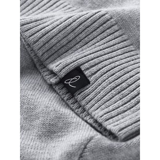 Zimowa czapka męska beanie z bawełnianej dzianiny – szary melanż V5 OM-ACWH-0124 uniwersalny okazja ombre