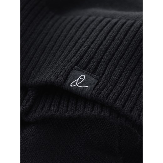 Męska zimowa czapka beanie z bawełnianej dzianiny – czarna V1 OM-ACWH-0124 uniwersalny wyprzedaż ombre