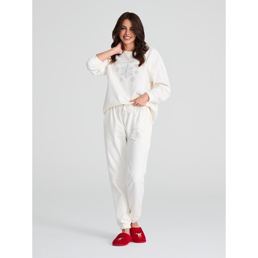 Sinsay - Spodnie dresowe - kremowy Sinsay XL Sinsay