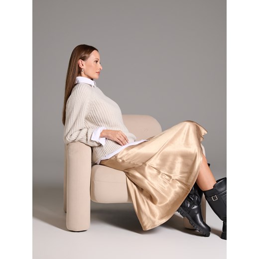 Sinsay - Spódnica midi - beżowy Sinsay M Sinsay