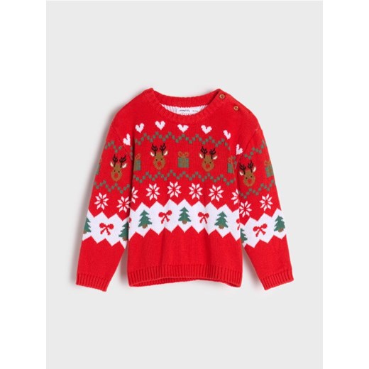 Sinsay - Sweter z motywem świątecznym - czerwony ze sklepu Sinsay w kategorii Bluzy i swetry - zdjęcie 176465748