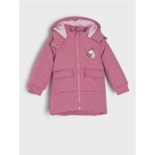 Sinsay - Płaszcz pikowany z kapturem - begonia ze sklepu Sinsay w kategorii Kombinezony i kurtki - zdjęcie 176465998