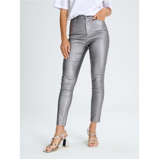 Sinsay - Spodnie slim fit - srebrny ze sklepu Sinsay w kategorii Spodnie damskie - zdjęcie 176466277