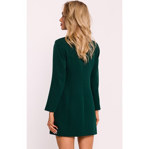 Sukienka żakietowa ze złotymi guzikami butelkowa zieleń M793, Kolor butelkowa zieleń, Rozmiar L, MOE ze sklepu Intymna w kategorii Sukienki - zdjęcie 176471355
