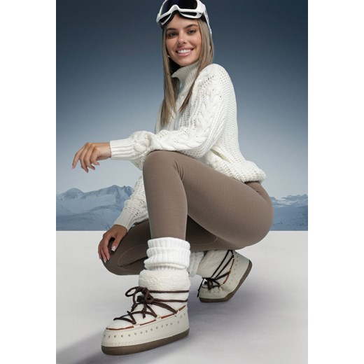 Beżowe Śniegowce Ozdobnie Futerkiem i Nitami Abrinca ze sklepu born2be.pl w kategorii Śniegowce damskie - zdjęcie 176471579