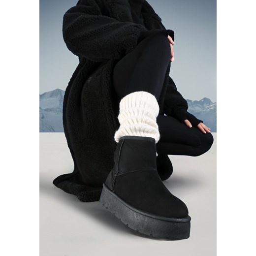 Czarne Śniegowce na Platformie z Wsuwaną Cholewką Irialia ze sklepu born2be.pl w kategorii Śniegowce damskie - zdjęcie 176471599