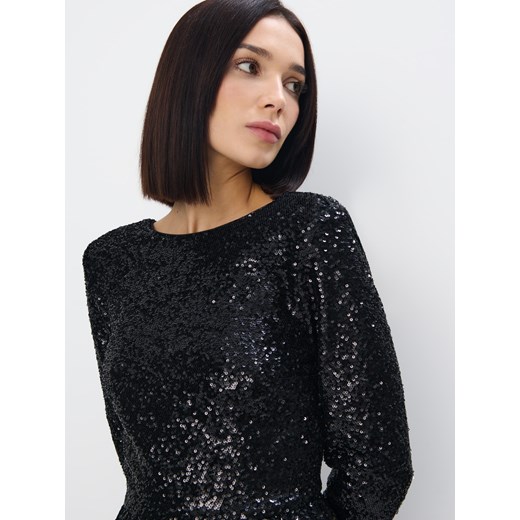 Mohito - Czarna sukienka mini z cekinami - czarny Mohito L Mohito