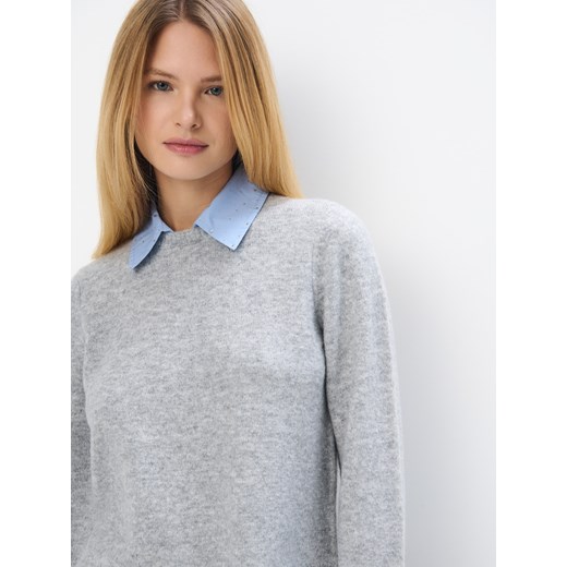 Mohito - Sweter ze wstawką koszulową - szary Mohito S Mohito