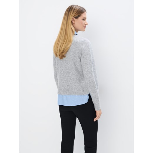 Mohito - Sweter ze wstawką koszulową - szary Mohito S Mohito