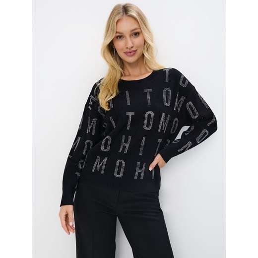 Mohito - Czarny sweter z aplikacją - czarny ze sklepu Mohito w kategorii Swetry damskie - zdjęcie 176475279