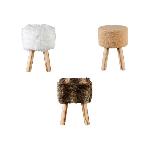 LIVARNO home Taboret z futrzanym siedziskiem, z materiału imitującego futerko Livarno Home One Size LIDL Sklep