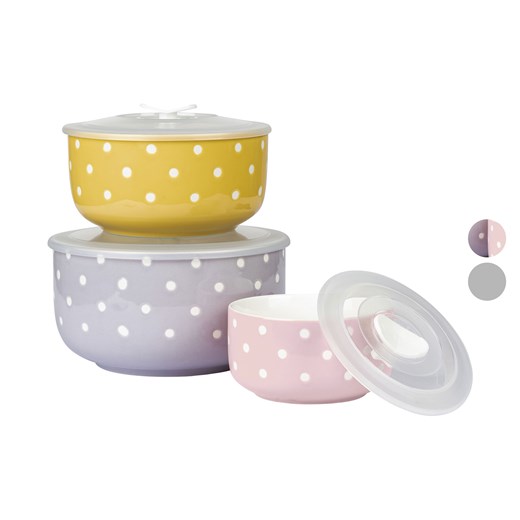 ERNESTO® Miseczki porcelanowe, 3 elementy, z pokrywką Ernesto® One Size LIDL Sklep