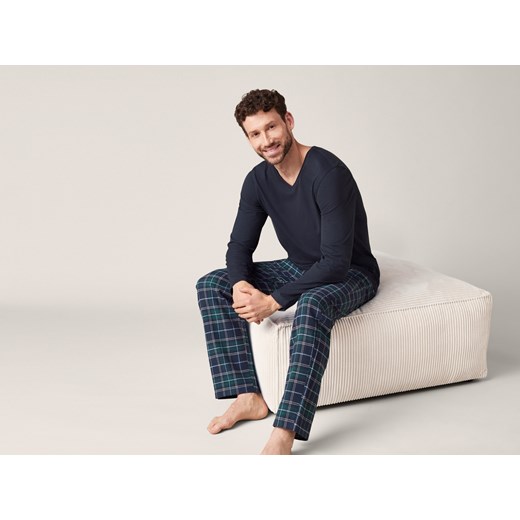 LIVERGY® Piżama męska z bawełną, 2-częściowa (XL (56/58), Granatowy/zielony) Livergy® LIDL Sklep