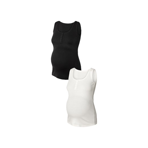 esmara® Topy ciążowe z bawełną organiczną, 2 sztuki (M (40/42), Czarny/ biały) Esmara® LIDL Sklep