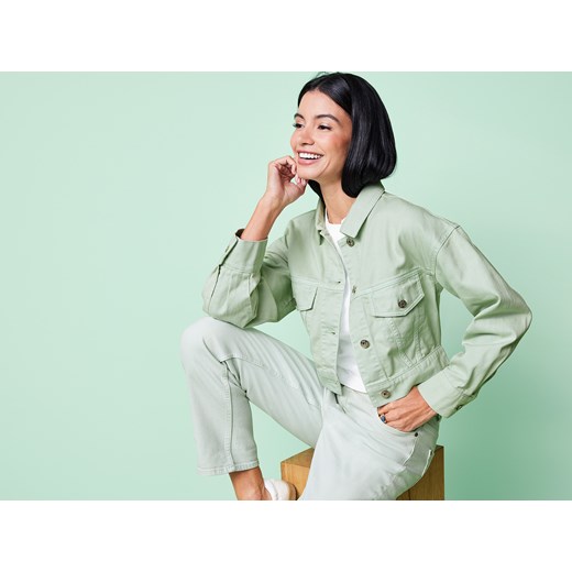 esmara® Kurtka jeansowa damska z bawełny, cropped (Jasnozielony, 42) Esmara® LIDL Sklep