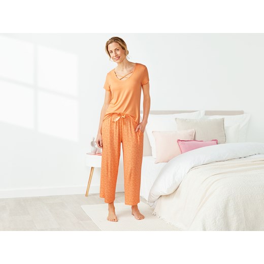 esmara® Piżama damska z wiskozą (t-shirt + spodnie) (Brzoskwiniowy, XS (32/34)) Esmara® LIDL Sklep
