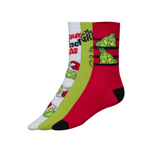 Skarpety unisex z kolekcji Grinch, 3 pary (43-46, zielony/szary/czerwony/czarny) LIDL Sklep