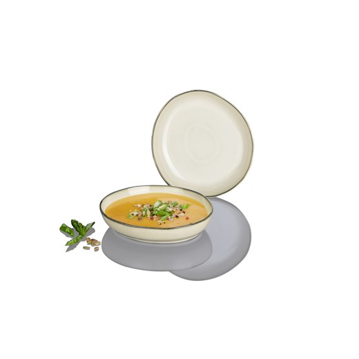 LIVARNO home Zestaw 2 talerzy głębokich lub obiadowych (Talerz głęboki, Beżowy) Livarno Home LIDL Sklep