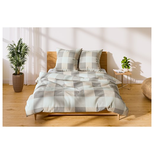 LIVARNO home Pościel satynowa dwustronna z mikrofibry, 160 x 200 cm (W kratkę) Livarno Home LIDL Sklep