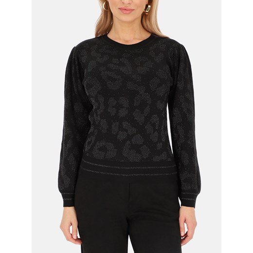 Czarny sweter damski z połyskującą nicią Smashed Lemon ze sklepu Eye For Fashion w kategorii Swetry damskie - zdjęcie 176535979