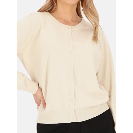 Beżowy damski kardigan Smashed Lemon 24633 ze sklepu Eye For Fashion w kategorii Swetry damskie - zdjęcie 176535998