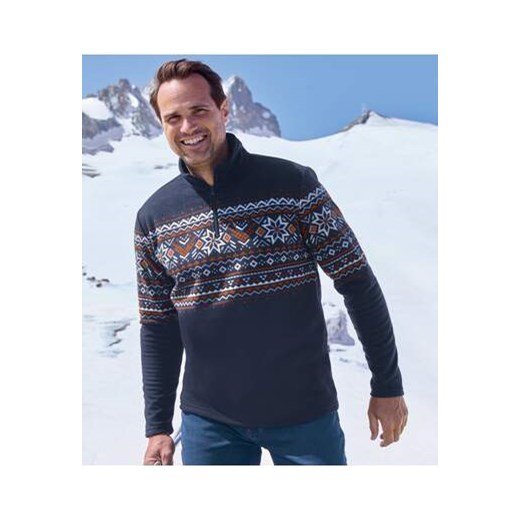 Sweter z mikropolaru z suwakiem i w żakardowe motywy ze sklepu Atlas For Men w kategorii Swetry męskie - zdjęcie 176536616