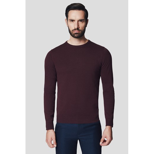 Sweter Bordowy Bawełniany Joakim ze sklepu Lancerto S.A. w kategorii Swetry męskie - zdjęcie 176539166