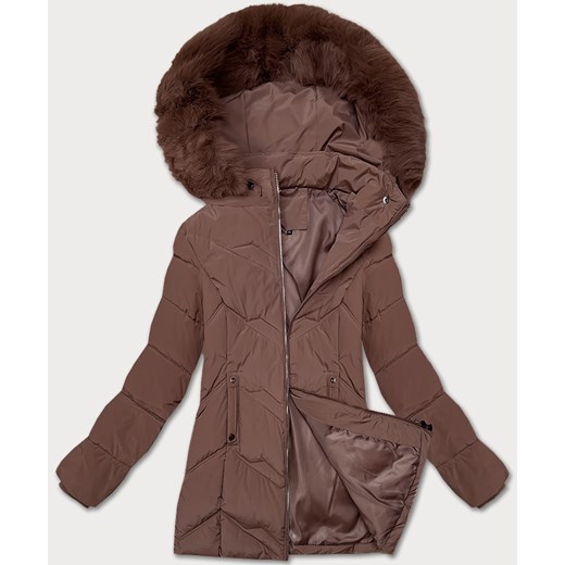 Kurtka zimowa damska plus size z kapturem S'west czekoladowa (B8300-14) Goodlookin.pl 46 goodlookin.pl