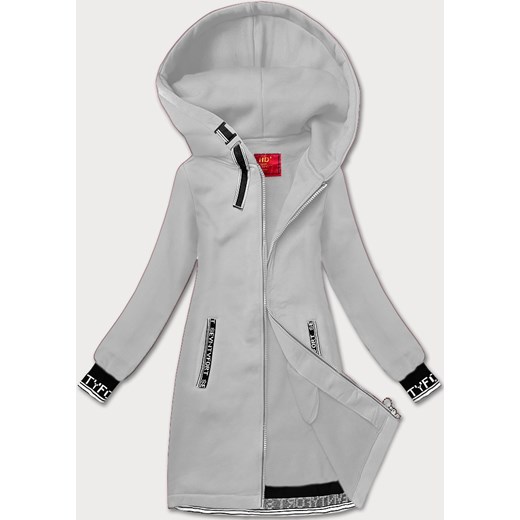 Rozpinana długa bluza damska LHD jasnoszara (AMG-173) ze sklepu goodlookin.pl w kategorii Bluzy damskie - zdjęcie 176539608