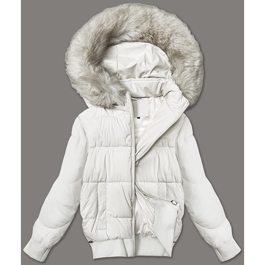 Krótka zimowa kurtka damska ze ściągaczami S'west złamany biały (B8288-26) Goodlookin.pl M (38) goodlookin.pl