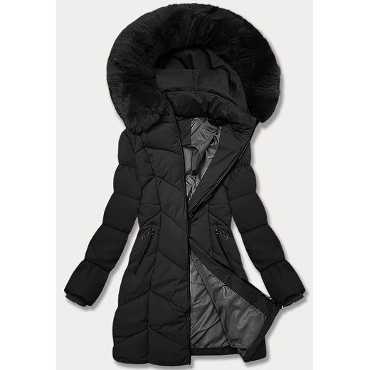 Kurtka zimowa damska plus size do połowy uda S'west czarna (B8306-1) ze sklepu goodlookin.pl w kategorii Kurtki damskie - zdjęcie 176539766