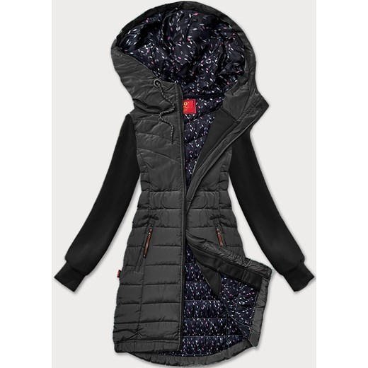 Bluza-kurtka damska z dresowymi rękawami LHD grafitowa (AMG-302) ze sklepu goodlookin.pl w kategorii Bluzy damskie - zdjęcie 176539928