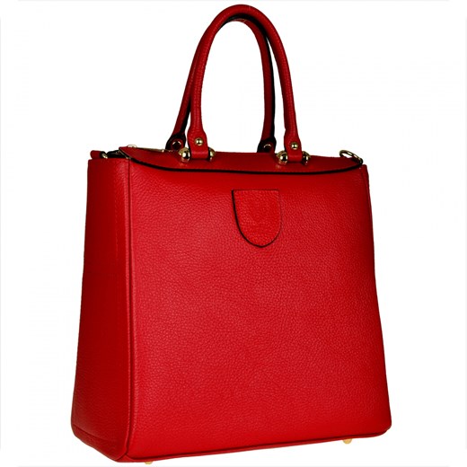 Elegancka skórzana torebka kuferek czerwona borse in pelle ze sklepu melon.pl w kategorii Torby Shopper bag - zdjęcie 176540446