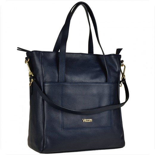 Vezze torba shopper granatowa ze skóry naturalnej xl ze sklepu melon.pl w kategorii Torby Shopper bag - zdjęcie 176540519