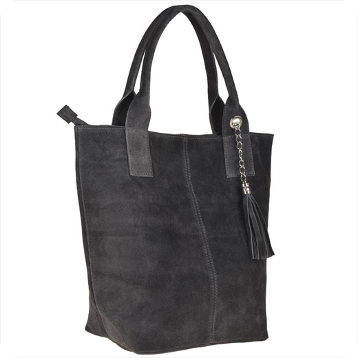 Torba worek zamszowa szara z podszewką na zamek ze sklepu melon.pl w kategorii Torby Shopper bag - zdjęcie 176540745