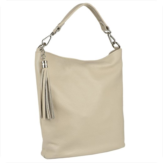 Lekka skórzana torebka shopper bag jasny beż ze sklepu melon.pl w kategorii Torby Shopper bag - zdjęcie 176540767