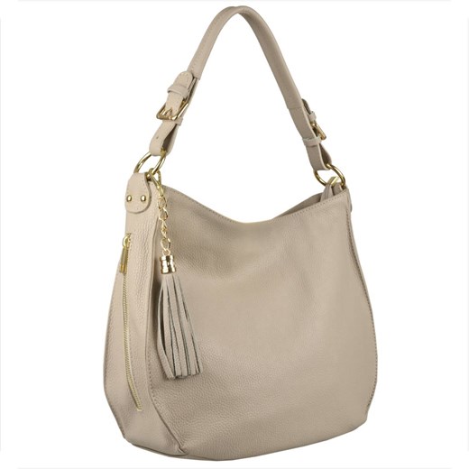 Duża torebka shopper beżowa skóra naturalna włoska ze sklepu melon.pl w kategorii Torby Shopper bag - zdjęcie 176540918