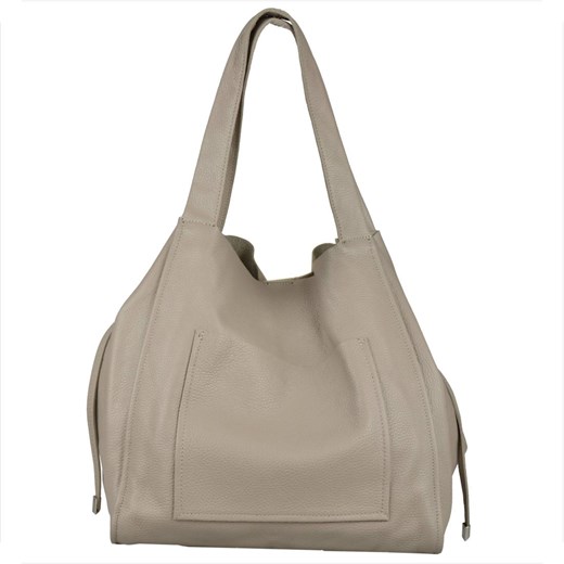 Duża torebka worek z miękkiej skóry naturalnej lekka xxl beżowa ze sklepu melon.pl w kategorii Torby Shopper bag - zdjęcie 176541095