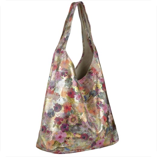 Torebka worek skórzana shopper złota w kwiaty ze sklepu melon.pl w kategorii Torby Shopper bag - zdjęcie 176541118