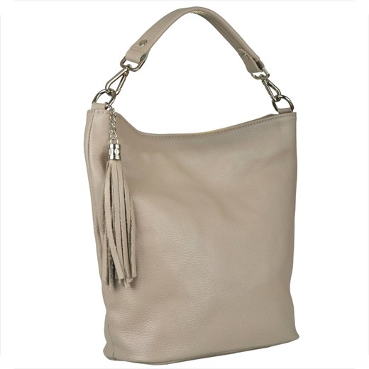 Lekka skórzana torebka shopper bag beżowa ze sklepu melon.pl w kategorii Torby Shopper bag - zdjęcie 176541468